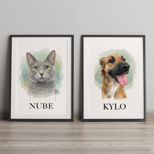 Mascota Estilo Acuarela Personalizado